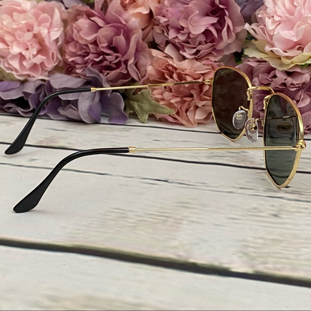 KINGSEVEN Retro Hexagon Green & Gold Polarized Sunglasses - Picture 11 of 16